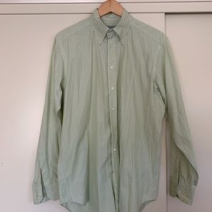 ETRO Mens Shirt Green White Stripe 100% Cotton L
